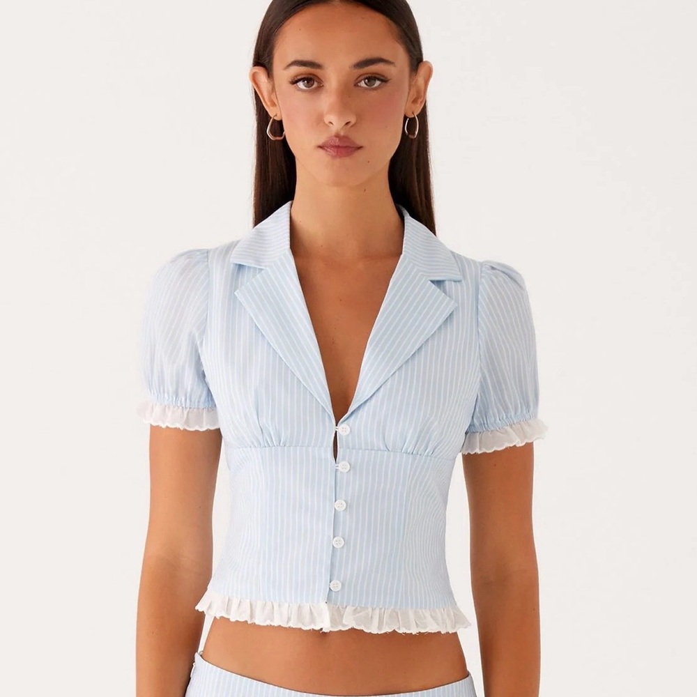 Brand New- Peppermayo Bennett Button Up Top in Blue White Stripe 🦋✨ - Picture 7 of 13